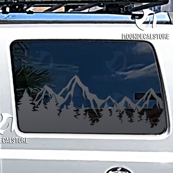 Fits 2005-2010 Jeep Commander Quarter Window Outdoor Mountain Tree Scene Decal Sticker