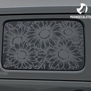 Fits 2018-2025 Jeep Wrangler 4 Door  JLU Quarter Window Sunflowers Floral Decal Sticker