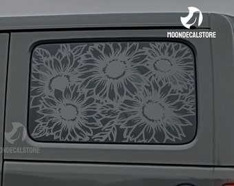 Fits 2018-2024 Jeep Wrangler 4 Door  JLU Quarter Window Sunflowers Floral Decal Sticker