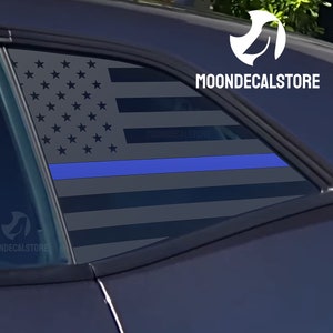 Fits 2008-2023 Dodge Challenger Quarter Window American Flag with Blue Red Green Stripe Decal Sticker