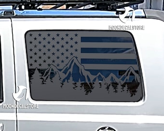 Pour 2005-2010 Jeep Commander Quarter Window, drapeau américain, autocollant extérieur scène d'arbre de montagne