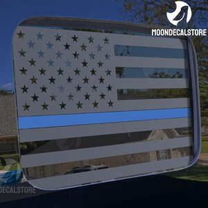 Fits 2020-2026 Jeep Gladiator Back Middle Window American Flag with Blue Red Green Stripe Decal Sticker