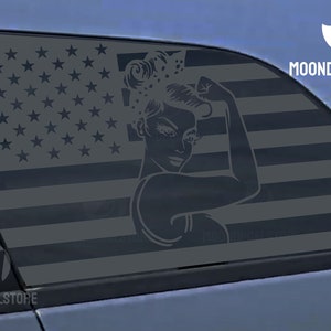 Fits 2009-2020 Dodge Journey Quarter Window Girl Power American Flag Decal Sticker