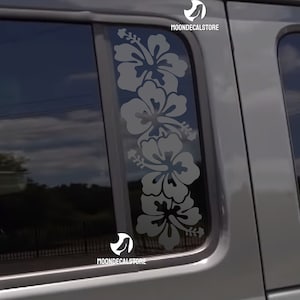 Fits 2018-2025 Jeep Wrangler 4 Door JLU / Jeep Gladiator JT Door Window Hibiscus Flowers Floral Decal Sticker