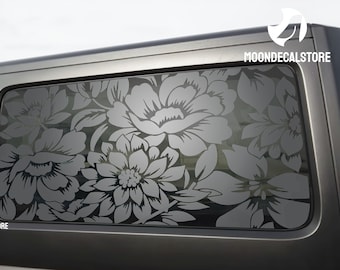 Fits 2011-2018 Jeep Wrangler 2 Door Hard Top JK Quarter Window Flowers Floral Decal Sticker