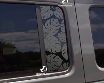 Fits 2018-2026 Jeep Wrangler 4 Door JLU / Jeep Gladiator JT Door Window Monstera Leaves Decal Sticker