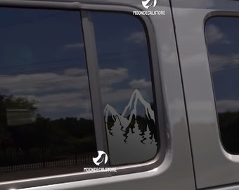 Pour Jeep Wrangler 4 portes JLU/Jeep Gladiator JT 2018-2026 Sticker autocollant extérieur montagne arbre scène