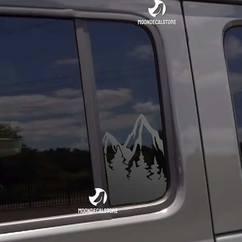 Fits 2018-2026 Jeep Wrangler 4 Door JLU / Jeep Gladiator JT Door Window Outdoor Mountain Tree Scene Decal Sticker