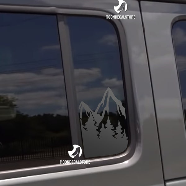 Fits 2018-2026 Jeep Wrangler 4 Door JLU / Jeep Gladiator JT Door Window Outdoor Mountain Tree Scene Decal Sticker