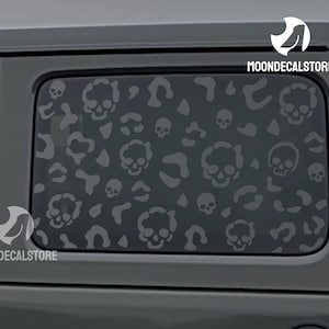 Fits 2018-2025 Jeep Wrangler 4 Door  JLU Quarter Window Skulls Leopard Cheetah Print Decal Sticker