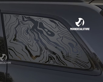 Fits 2011-2022 Jeep Grand Cherokee(Old Body Style) Quarter Window Topographic map Decal Sticker