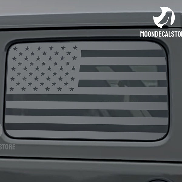 Fits 2018-2024 Jeep Wrangler 4 Door  JLU Quarter Window American Flag Decal Sticker