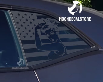 Pour Dodge Challenger Quarter Window 2008-2023 autocollant drapeau américain Girl Power