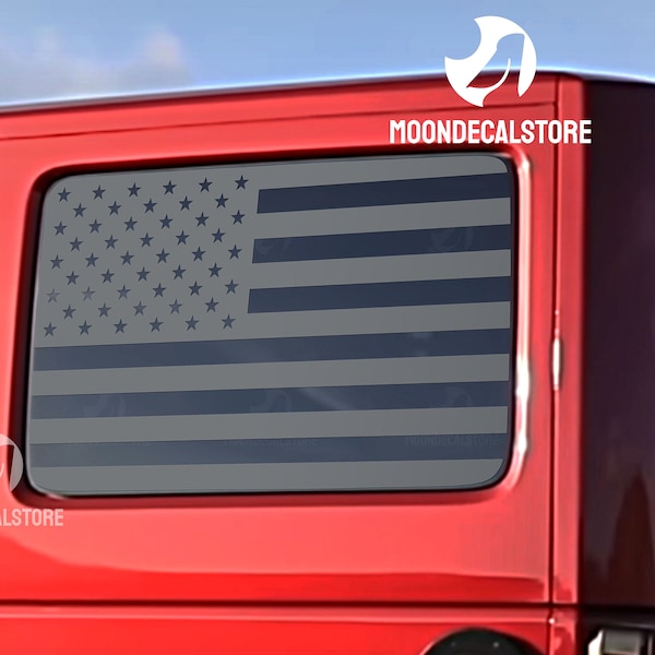 Fits 2007-2018 Jeep Wrangler 4 Door Hard Top JKU Quarter Window American Flag Decal Sticker