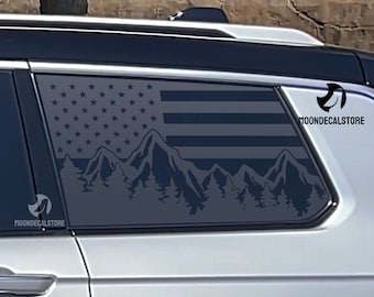 Pour Jeep Grand Cherokee L 2021-2026 et autocollant à trois rangées de fenêtres sur custode, drapeau américain, montagne, arbre extérieur, autocollant
