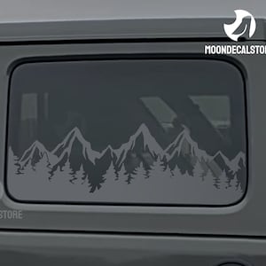 Fits 2018-2025 Jeep Wrangler 4 Door  JLU Quarter Window Outdoor Mountain Tree Scene Decal Sticker