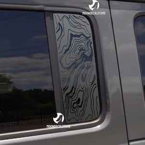 Fits 2018-2025 Jeep Wrangler 4 Door JLU / Jeep Gladiator JT Door Window Topographic map Decal Sticker