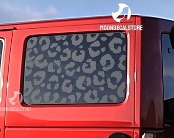 Fits 2007-2018 Jeep Wrangler 4 Door Hard Top JKU Quarter Window Leopard Cheetah Print Decal Sticker