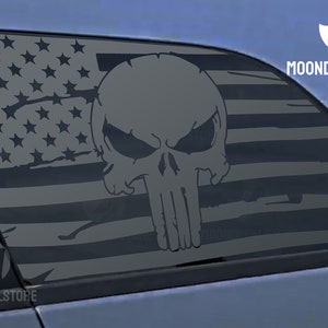 Fits 2009-2020 Dodge Journey Quarter Window Punisher Distressed American Flag Decal Sticker