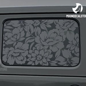 Fits 2018-2025 Jeep Wrangler 4 Door  JLU Quarter Window Flowers Floral Decal Sticker