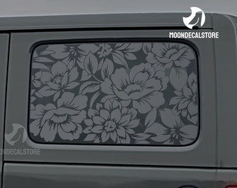 Fits 2018-2024 Jeep Wrangler 4 Door  JLU Quarter Window Flowers Floral Decal Sticker
