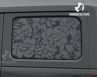 Fits 2018-2024 Jeep Wrangler 4 Door  JLU Quarter Window Flowers Floral Decal Sticker