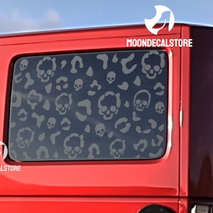 Fits 2007-2018 Jeep Wrangler 4 Door Hard Top JKU Quarter Window Skulls Leopard Cheetah Print Decal Sticker