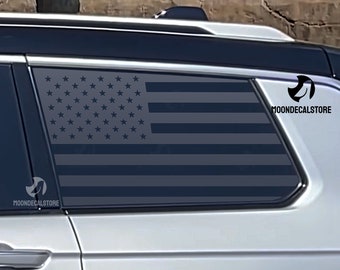Fits 2021-2024 Jeep Grand Cherokee L & Three-Row Quarter Window American Flag Decal Sticker