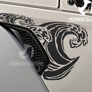 Fits 2018-2025 Wrangler and Gladiator Fender Vent Sea Waves Decal Sticker