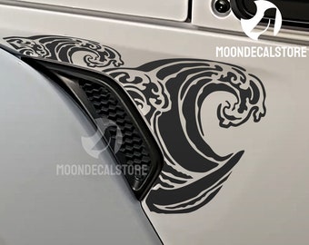 Fits 2018-2024 Wrangler and Gladiator Fender Vent Sea Waves Decal Sticker