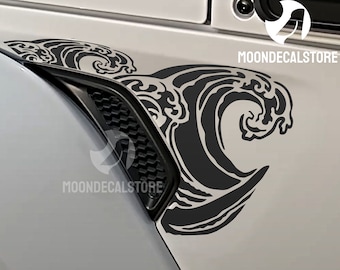 Fits 2018-2026 Wrangler and Gladiator Fender Vent Sea Waves Decal Sticker