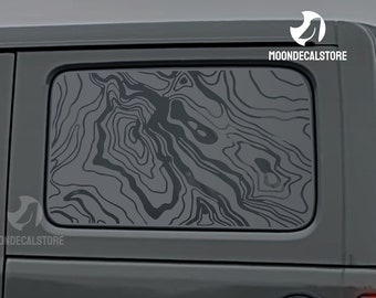 Fits 2018-2024 Jeep Wrangler 4 Door  JLU Quarter Window Topographic map Decal Sticker