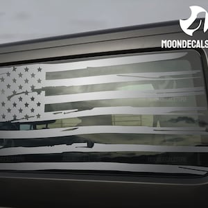 Fits 2011-2018 Jeep Wrangler 2 Door Hard Top JK Quarter Window Distressed American Flag Decal Sticker