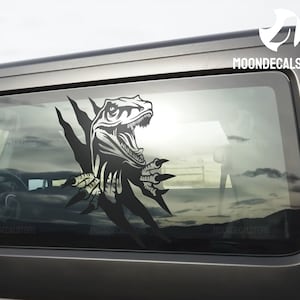 Fits 2011-2018 Jeep Wrangler 2 Door Hard Top JK Quarter Window Raptor Velociraptor Dinosaur Pop up Decal Sticker