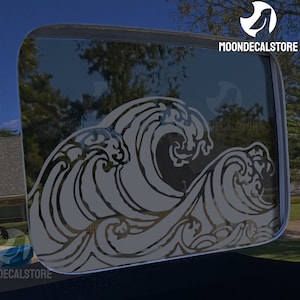 Fits 2020-2025 Jeep Gladiator Back Middle Window Sea Waves Decal Sticker