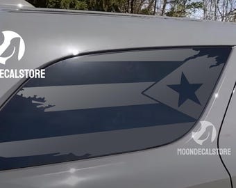 Fits 2011-2026 Dodge Durango Quarter Window Distressed Flag of Puerto Rico Decal Sticker