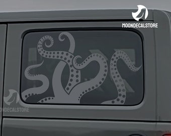 Fits 2018-2024 Jeep Wrangler 4 Door  JLU Quarter Window Sea Monster Tentacles Decal Sticker