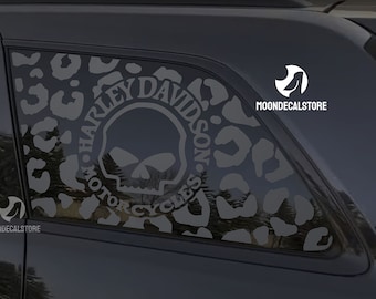 Fits 2011-2022 Jeep Grand Cherokee(Old Body Style) Quarter Window Harley Davison Skull Leopard Cheetah Print Decal Sticker