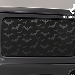 Fits 2018-2026 Jeep Wrangler 2 Door Hard Top JL Quarter Window Bats Print Pattern Decal Sticker