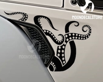 Fits 2018-2024 Wrangler and Gladiator Fender Vent Sea Monster Tentacles Decal Sticker