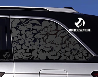 Fits 2021-2024 Jeep Grand Cherokee Two Row & 4xE Quarter Window Flowers Floral Decal Sticker