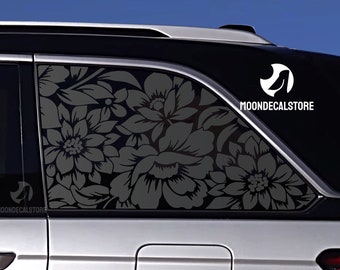 Fits 2021-2024 Jeep Grand Cherokee Two Row & 4xE Quarter Window Flowers Floral Decal Sticker