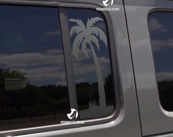 Fits 2018-2026 Jeep Wrangler 4 Door JLU / Jeep Gladiator JT Door Window Palm Tree Decal Sticker
