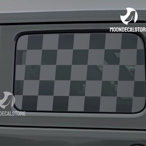 Fits 2018-2025 Jeep Wrangler 4 Door  JLU Quarter Window Checkered Flag Decal Sticker