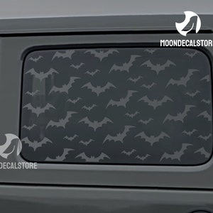 Fits 2018-2025 Jeep Wrangler 4 Door  JLU Quarter Window Bats Print Pattern Decal Sticker