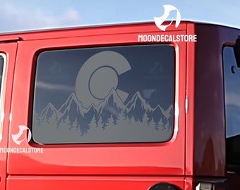 Pour Jeep Wrangler 4 portes 2007-2018 toit rigide JKU quart de fenêtre Colorado « c » Sticker extérieur montagne arbre scène