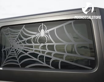 Fits 2011-2018 Jeep Wrangler 2 Door Hard Top JK Quarter Window Spider Web Decal Sticker