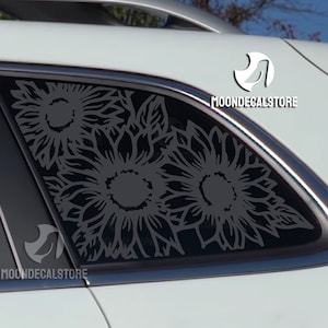 Fits 2014-2024 Jeep Cherokee Quarter Window Sunflowers Floral Decal Sticker