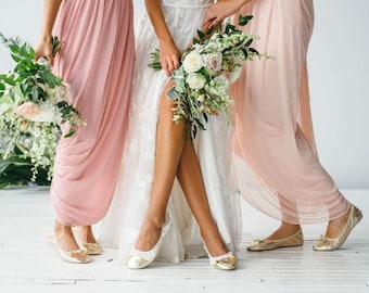 White Foldable Ballet Flats: Luxury Wedding Bridesmaid Shoes