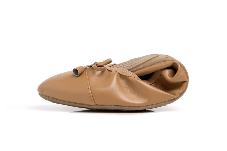 Talaria Flats Caramel Luxury Foldable Ballet Flats,Wedding Ballet Flats,Ballet Flats for Work,Foldable Flats for Travel,Cinderollies,Flats image 5